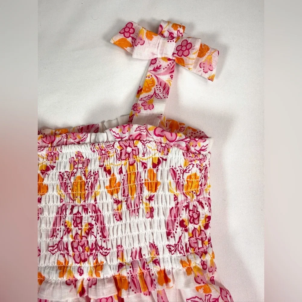 HAUTE HIPPIE Girls’ Paisley Floral‎ Bohemian Tiered Smocked Sundress Preppy 4